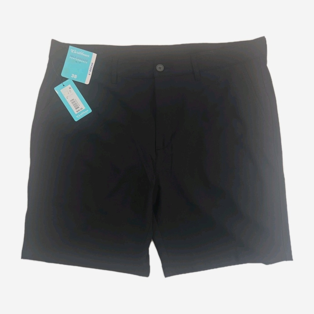 Caribbean Isle Breeze Performance Men's 38 Golf Shorts New $ 49 8" inseam Black